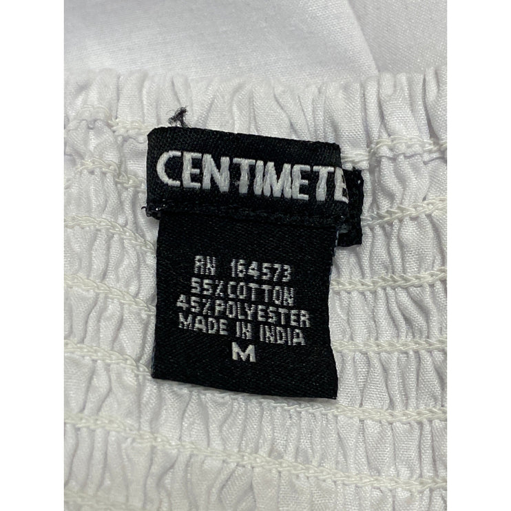 Centimeter Women's White Puff Sleeve Mini Babydoll Flare A-Line Shift Dress Sz M