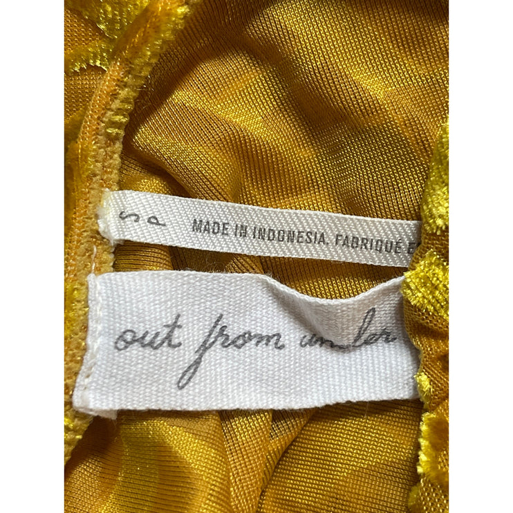 Urban Outfitters Out From Under Yellow Gold Velvet Jacquard Bodysuit Top Size S