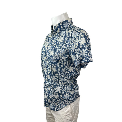Abercrombie & Fitch Muscle Men's Blue Floral Short Sleeve Button Down Shirt S