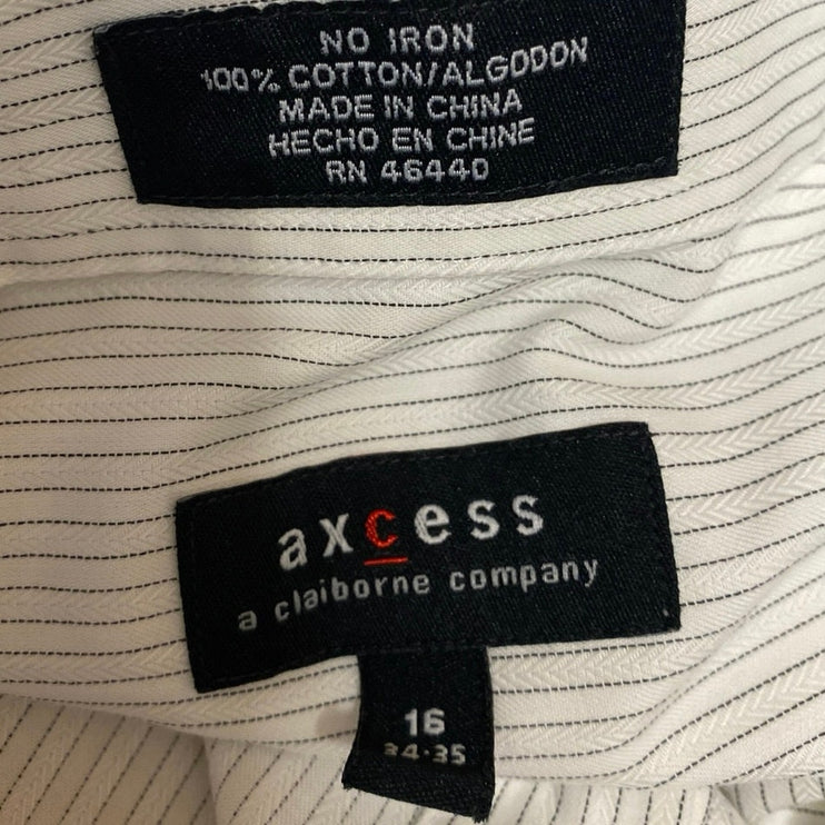 Axcess Women's White Striped Long Sleeve Cropped Button Down Shirt Top Size 16