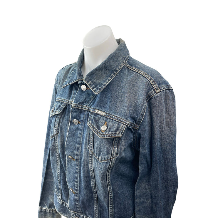 Diesel Women's Blue Long Sleeve Button Down Trucker Denim Jean Jacket Size L