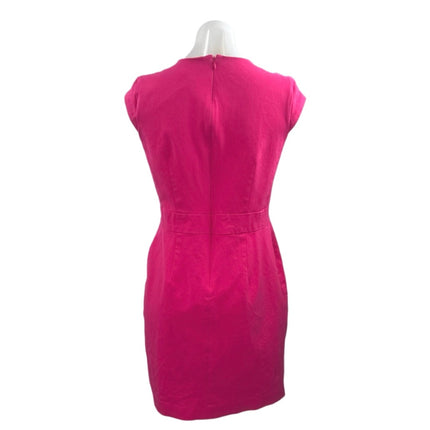 Ann Taylor Women Pink Short Cap Sleeve Crew Neck Career Mini Sheath Dress Size 8