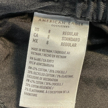 American Eagle Women's Black Stretch Straight Leg Cargo Trousers Jeans Pants 8