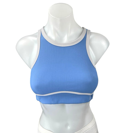 Wilo Women's Blue Sleeveless Racerback Rib Knit Sports Bra Crop Tank Top Size S