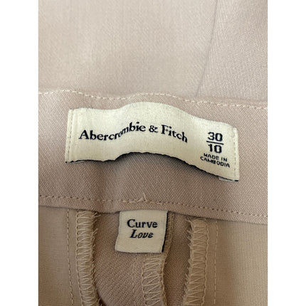 Abercrombie & Fitch Women's Beige Pleated High Rise Wide Leg Trousers Pants 30