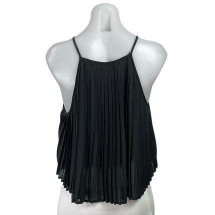 Mia Women's Black Pleated Sleeveless Halter Neck Crop Cami Camisole Tank Top 10