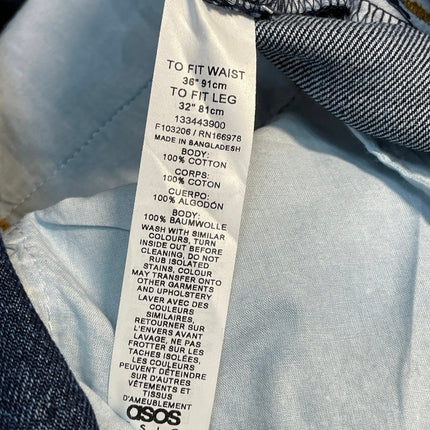 ASOS Women's Blue Dark Wash High Rise Pleated Straight Leg Denim Jeans Size 16