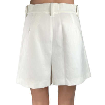 Zara Women's White Wide Leg High Waisted Zipper Casual Dress Shorts Size M