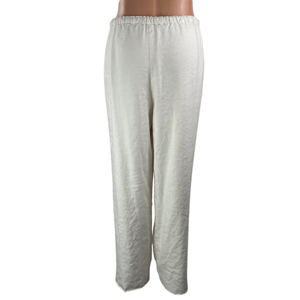 Rebecca Taylor Women's Off White Linen Relaxed Fit Straight Leg Trouser Pants 4