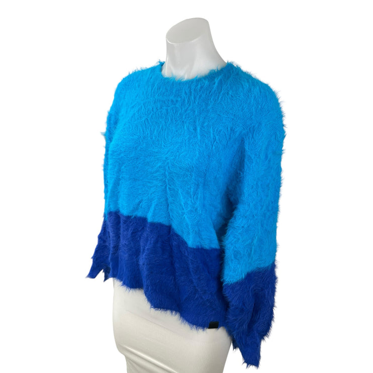 One Teaspoon Fluffy Women's Blue Colorblock Crew Neck Long Sleeve Sweater Top XS