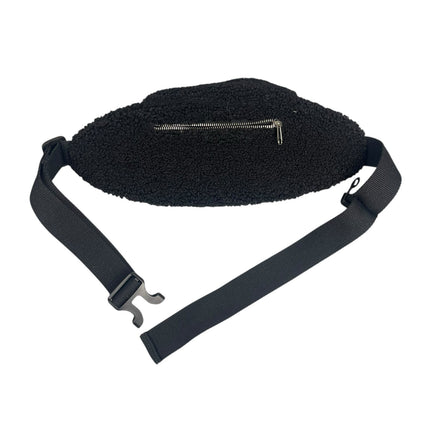 GAP Women's Black Faux Sherpa Fur Fanny Pack Adjustable Sling Borg Bum Belt Bag