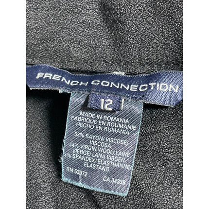 French Connection Women's Black Wool Belted Button Up Blazer Coat Jacket Size 12