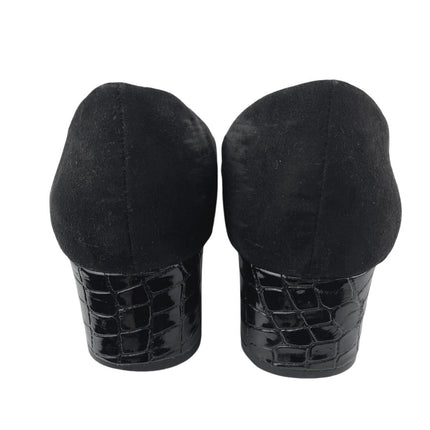 Ann Taylor Women's Black Suede Almond Toe Block Heel Slip On Pumps Shoes Sz 8.5