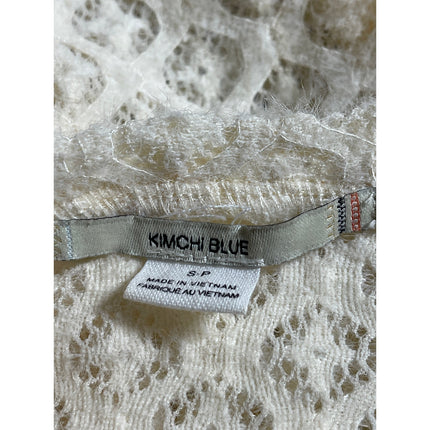 Kimchi Blue Cream Geometric Lace Bell Sleeve Button Down Cardigan Sweater Top S