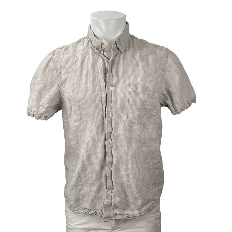 Everlane Men's Gray Pinstripe Short Sleeve Pocket Button Down Shirt Top Size L