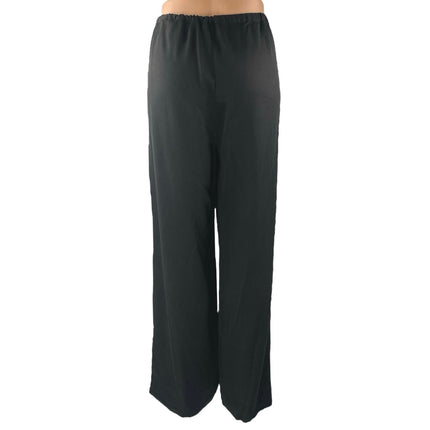 Reformation Women's Black Straight Wide Leg Elastic Waist Trousers Dress Pants L