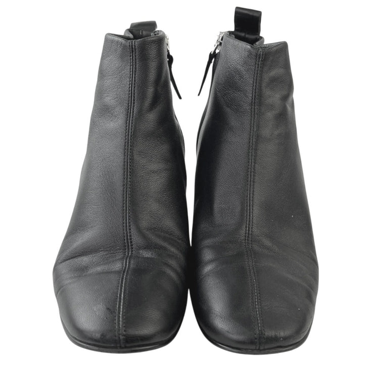 Everlane Women's Black Leather Block Heel Side Zip Round Toe Boots Size 6.5