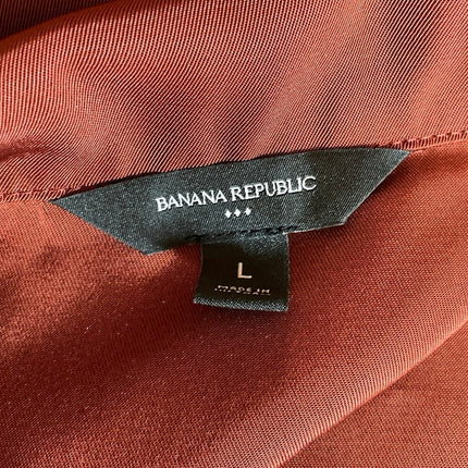 Banana Republic Brown Collared Long Sleeve Patch Pockets Shirt Blouse Top Size L
