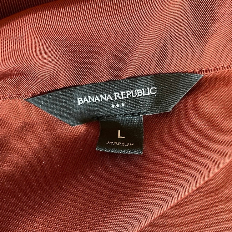 Banana Republic Brown Collared Long Sleeve Patch Pockets Shirt Blouse Top Size L