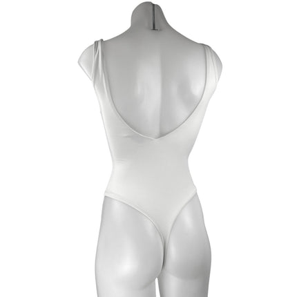 Aritzia Babaton White Sleeveless Open Back Thong Cami Tank Bodysuit Top Size 2XS