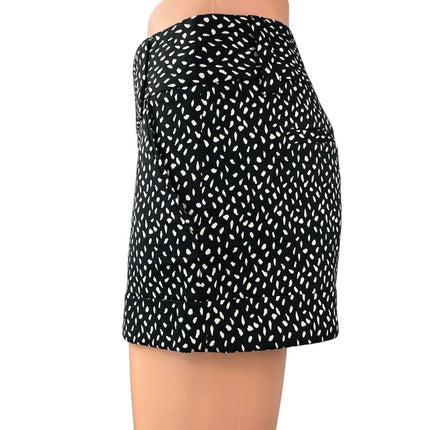 Alice + Olivia Black White Dotted Print Mid Rise Cuffed Stretch Casual Shorts 4