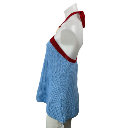 NEW Princess Polly Contradiction Hardware Detail Blue Sleeveless Halter Top M/L