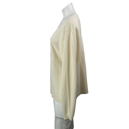 Neiman Marcus Cream 100% Cashmere Round Neck Button Down Cardigan Sweater Top 1X
