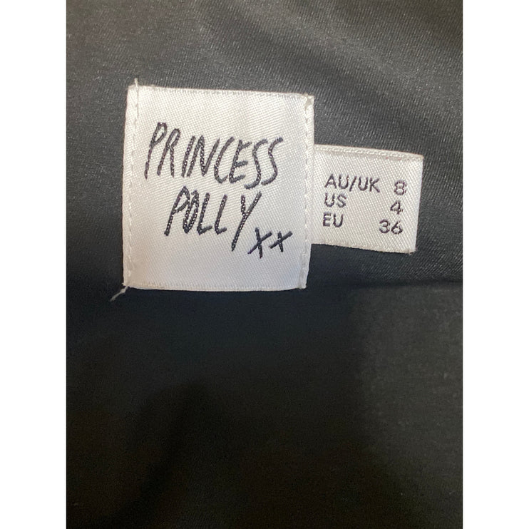 Princess Polly Women's Black Buckle Zip High Waist Pleated A Line Mini Skirt 4
