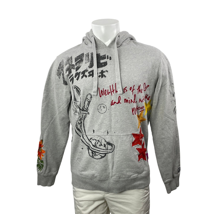 Billionaire Boys Club Men's Heather Gray Graphic Hoodie Hooded Sweatshirt Top M