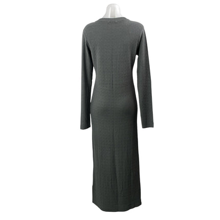 Zara Women's Dark Gray Cable Knit Round Neck Long Sleeve Sweater Maxi Dress L