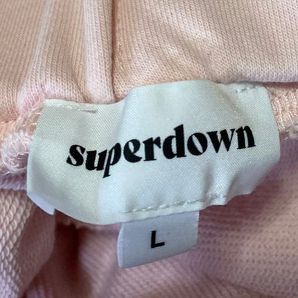 Superdown Women's Pink High Rise Drawstring Tapered Leg Cargo Jogger Pants Sz L