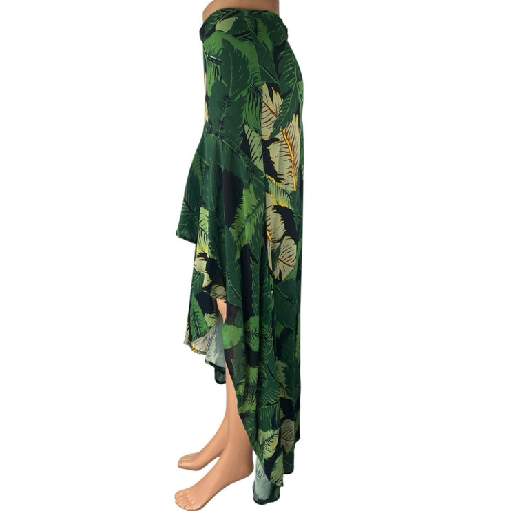 Beach Riot Rachel Green Leaf Print Floral High Low High Waisted Slip Skirt Sz L
