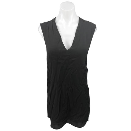 Helmut Lang Black Sleeveless Plunging V-neck Pull On Pockets Mini Tank Dress S