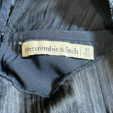 Abercrombie & Fitch Women's Blue Pleated Mock Neck Sleeveless Tank Blouse Top XS