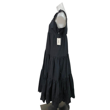 NEW Jason Wu Black Sleeveless Tie Strap Square Neck Tiered A Line Maxi Dress XL