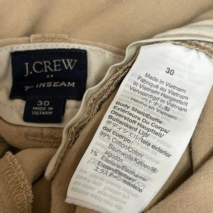 J. Crew Men's Blue Beige High Waisted Casual Straight Chino Khaki Shorts Size 30