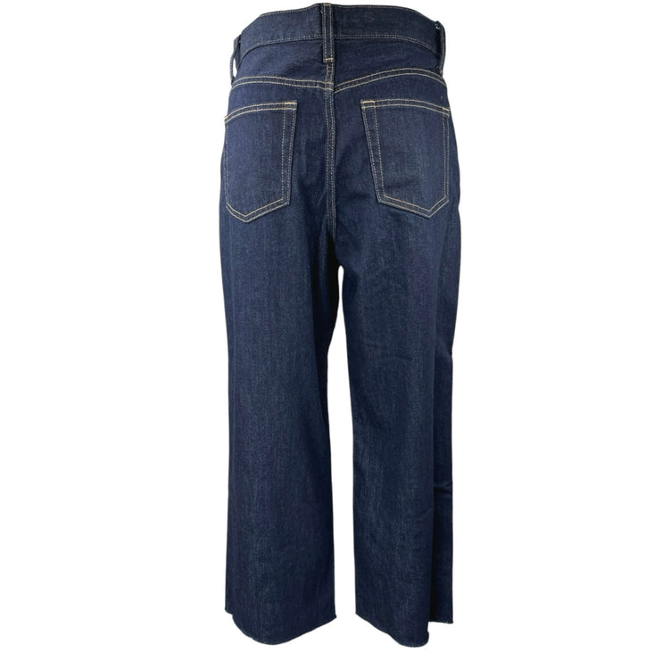 Uniqlo Women's Blue Dark Wash Straight Leg High Waist Denim Jeans Pants Size 24