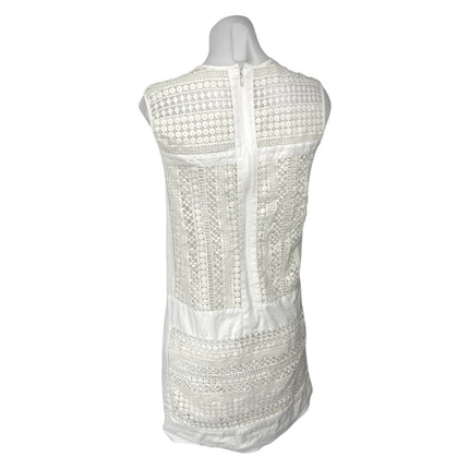 J.Crew Women's White Geo Lace Sleeveless Crew Neck Mini Shift Dress Size XS