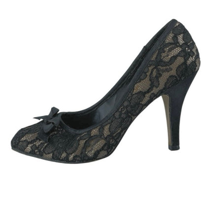 Steve Madden Black Floral Lace Bow Slip On Almond Toe Stiletto Heels Pumps Sz 7