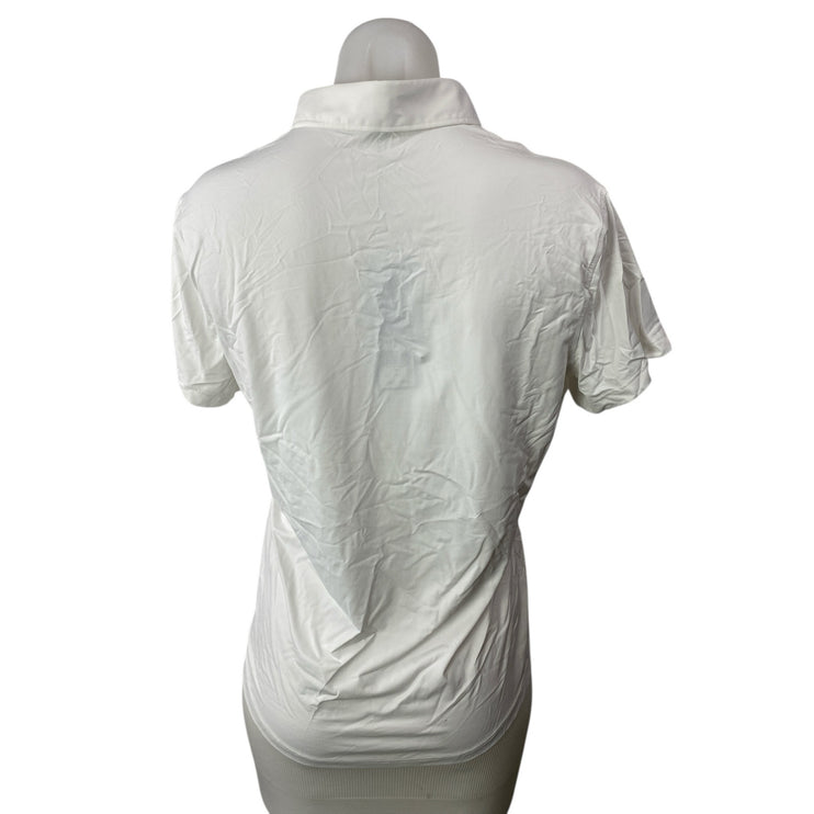 NEW Greyson Scarlett Women's White Short Sleeve Logo Golf Polo Shirt Top Size L