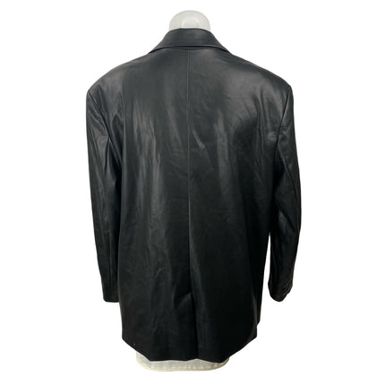 Future Collective x Kahlana Barfield Brown Faux Leather Blazer Coat Jacket Sz M