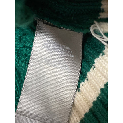 Liz Claiborne Women's Green Stripe Cable Knit V Neck Long Sleeve Sweater Top S