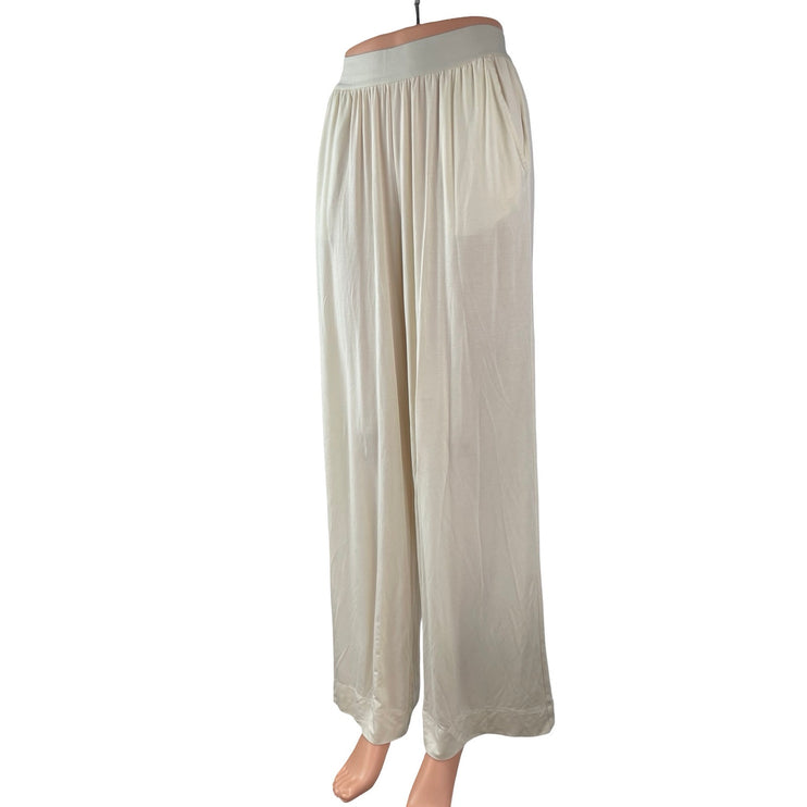 Weworewhat Women's White Pleated High Rise Lounge Sleepwear Pajamas Pants Size S