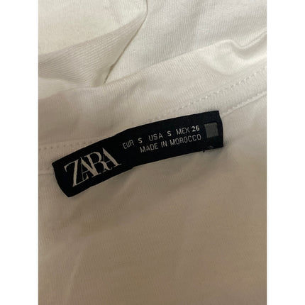 Zara Women's White Blue Abstract Print Rope Short Sleeve T Shirt Tee Top Size S