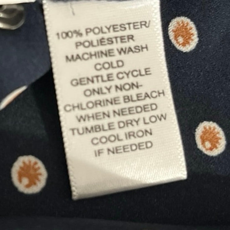 Ann Taylor LOFT Black Printed Ruffle Sleeveless Babydoll Tank Blouse Top Size M