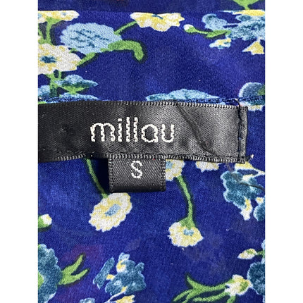 Millau Women's Blue Floral Sleeveless Boxy Swing A Line Cami Tank Blouse Top S