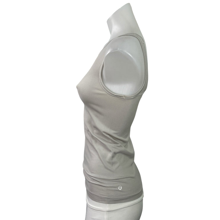 Lululemon Womens Gray Ribbed Sleeveless Activewear Athletic Gym Tank Top Size S