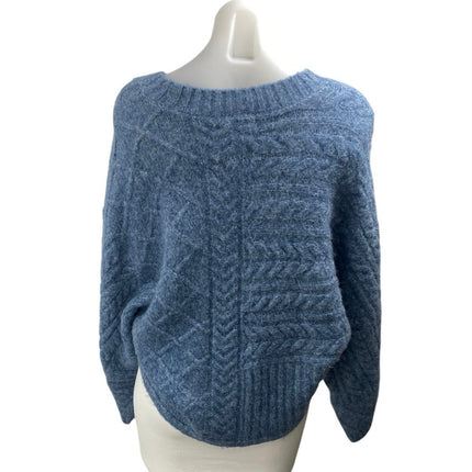 Abercrombie & Fitch Blue Cable Knit Crewneck Long Sleeve Sweater Top Size S/M