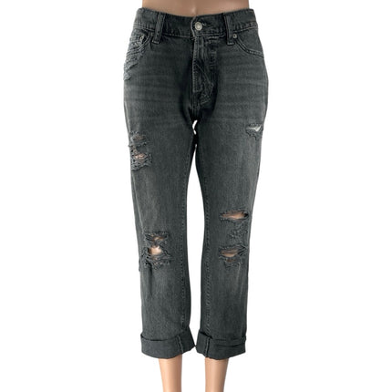 Abercrombie & Fitch Langdon Men's Black Distressed Straight Denim Jeans Size 30