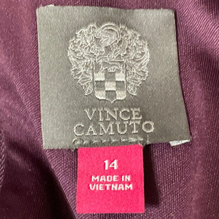 Vince Camuto Purple Faux Suede Lasercut Eyelet Trim Cap Sleeve Shift Dress Sz 14